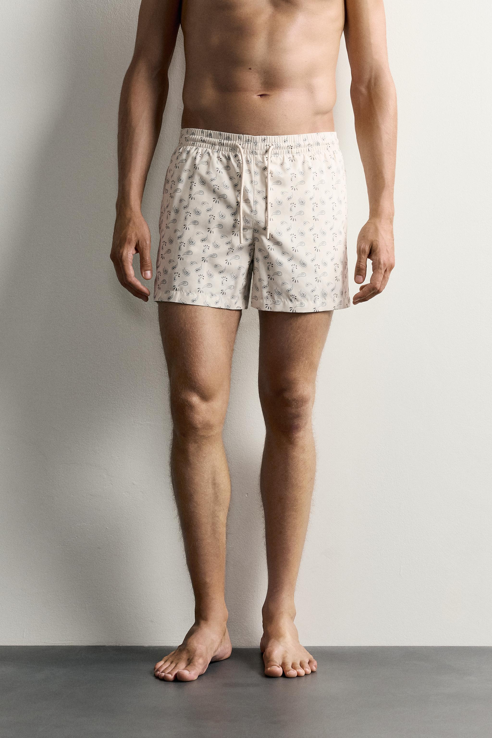 PAISLEY PRINT MID-LENGTH SWIM SHORTS